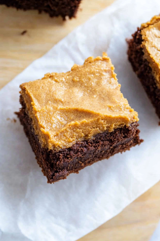 Soft and dense brownies featuring a creamy pumpkin-spiced layer and crackly edges.