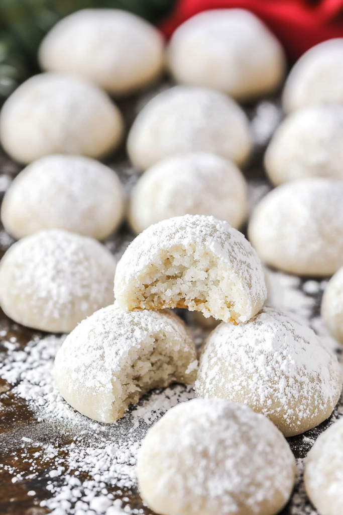 Festive cookie platter featuring round, sugar-covered treats with a warm holiday atmosphere.