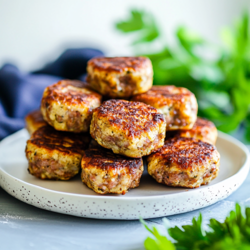 Homemade savory muffins arranged neatly, with visible bits of filling baked into the batter.