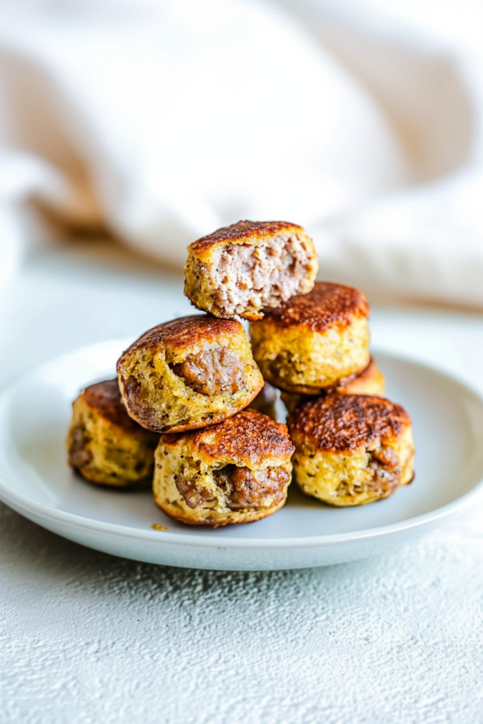 Plate of golden-brown savory muffins with crisp edges and a fluffy interior.