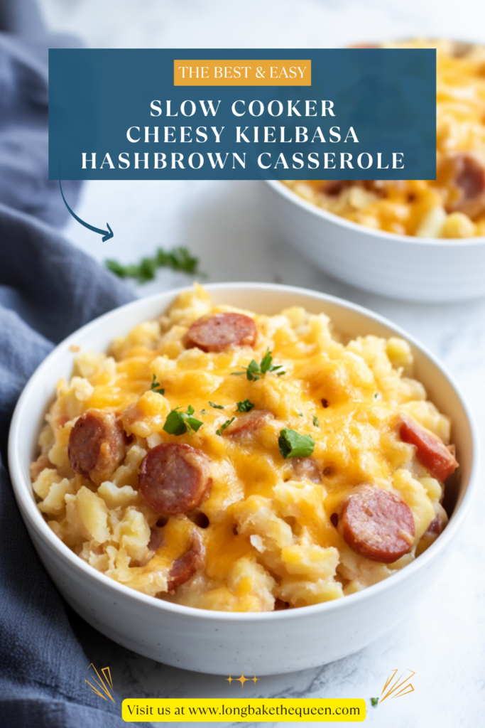 Slow Cooker Cheesy Kielbasa Hashbrown Casserole