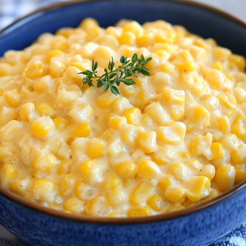 Rustic presentation of corn in a dark bowl on a checkered cloth.
