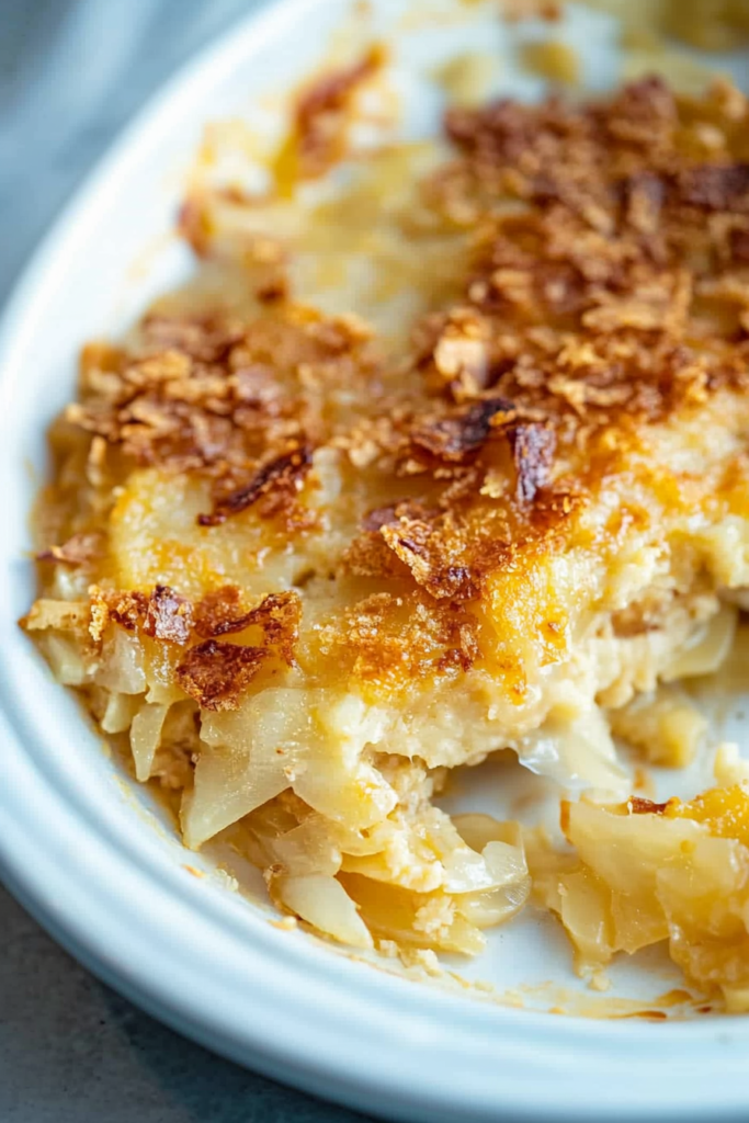 Comforting baked dish with a crisp golden topping and creamy interior