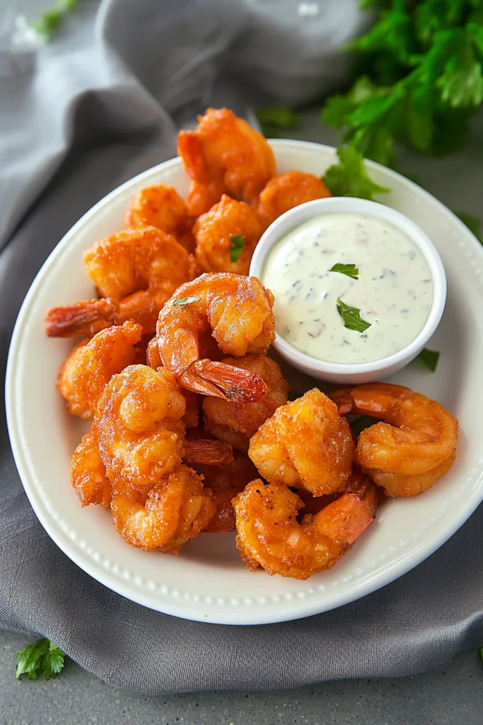 Rustic bowl of saucy shrimp highlighting texture and vibrant color.