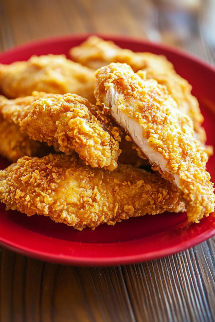 Final serving of Buttermilk Fried Chicken arranged on a plate, emphasizing its crispy exterior.