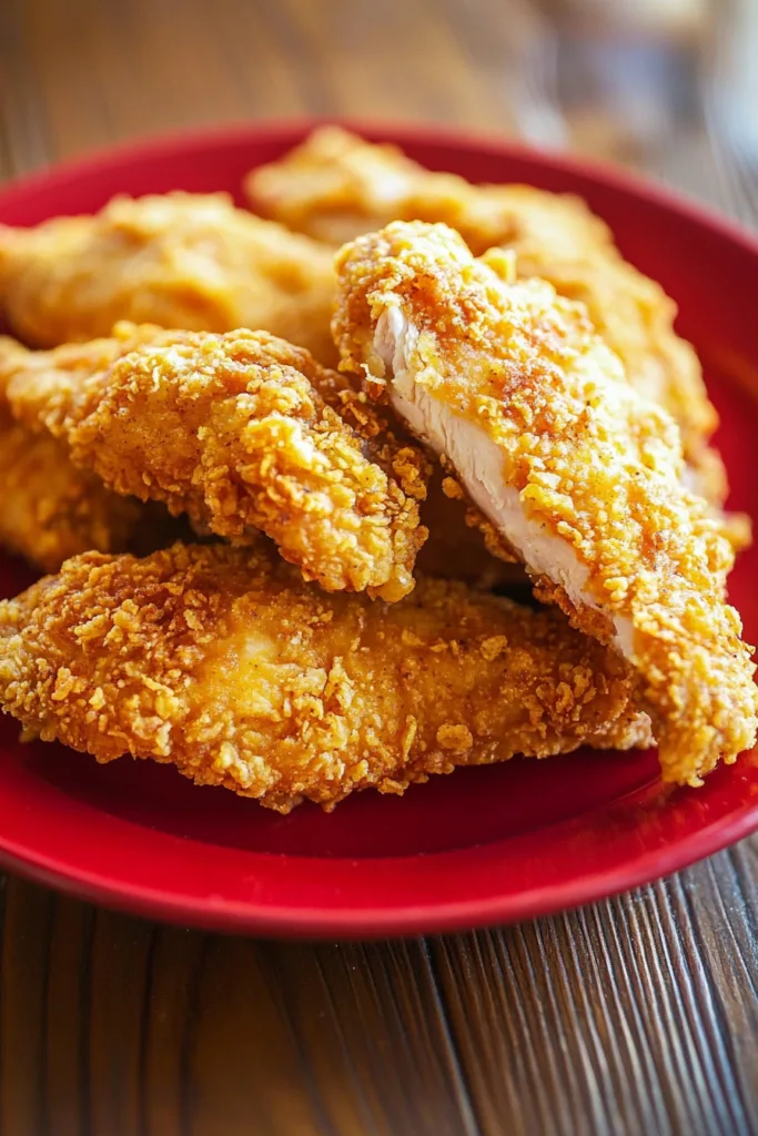 Final serving of Buttermilk Fried Chicken arranged on a plate, emphasizing its crispy exterior.