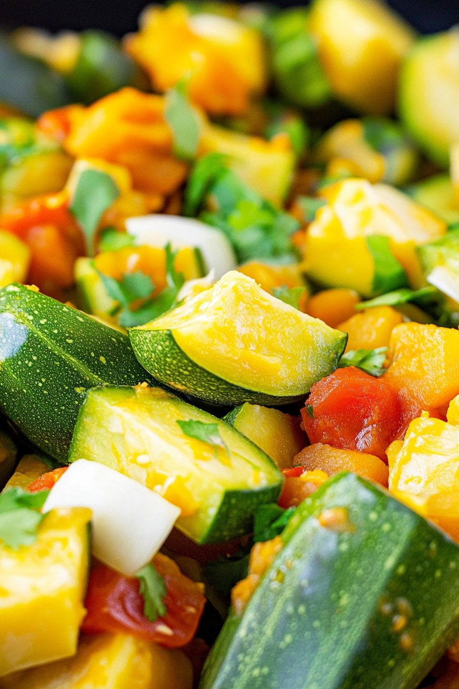 Final plated serving of Mexican-style squash, showcasing a flavorful blend of seasonal produce.
