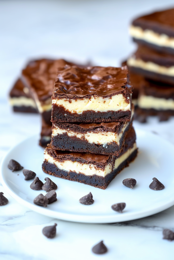 Indulgent layered treat highlighting contrast between dark chocolate and smooth cheesecake.