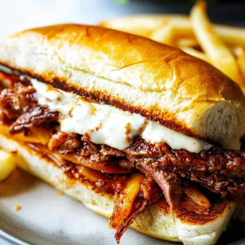 Crispy breaded beef layered in a sandwich roll, paired with fries and creamy dressing
