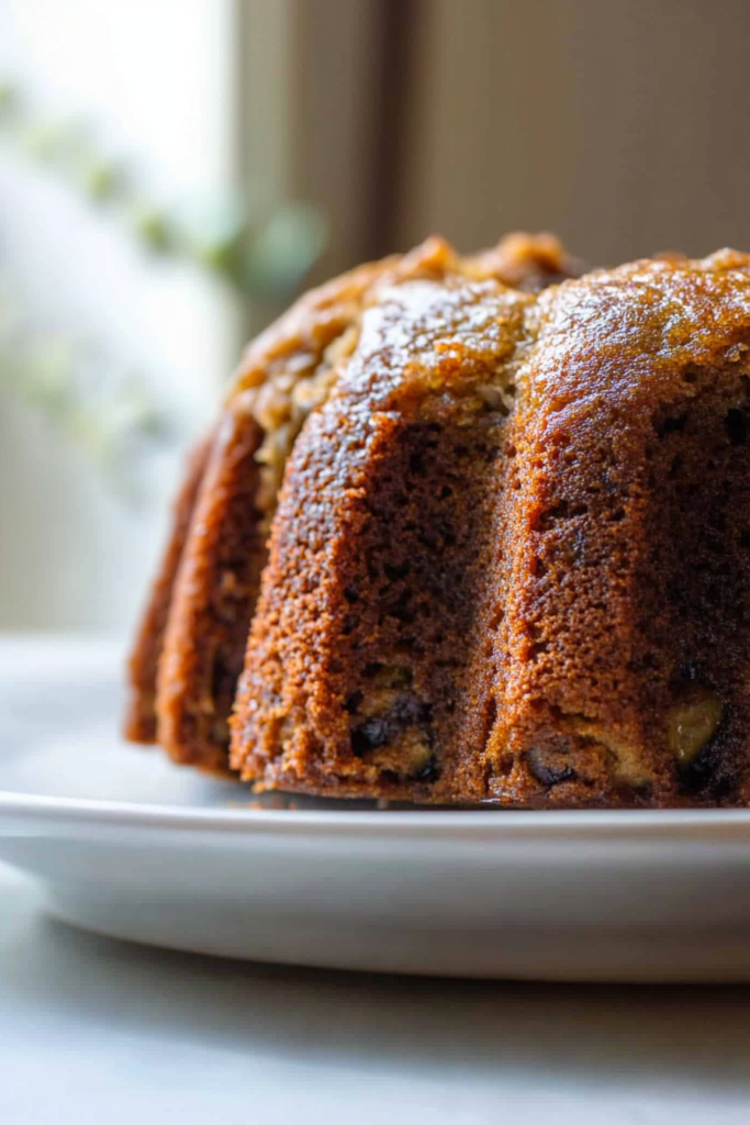 Rustic banana bread with visible walnut pieces and a crisp outer crust