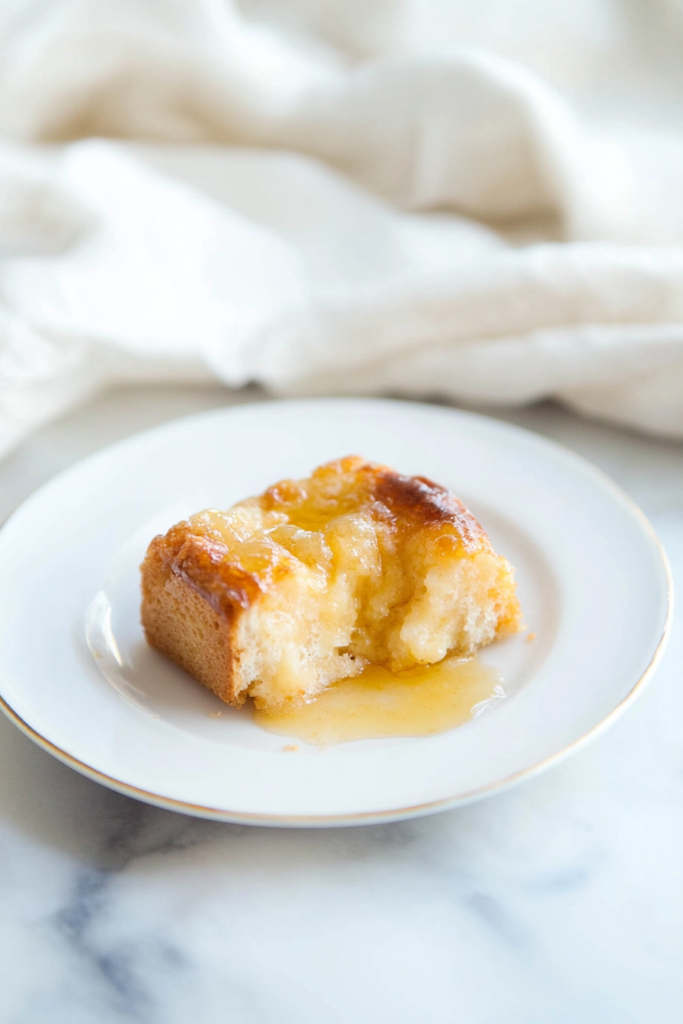 Rustic bread pudding served warm with a lightly crisp crust and tender center