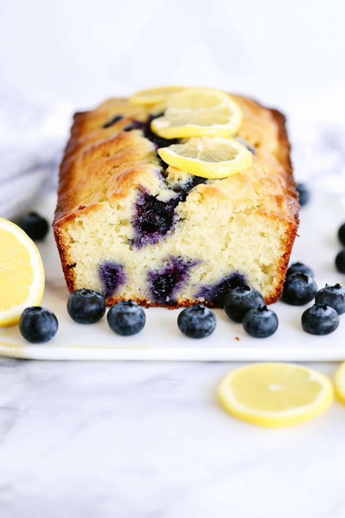 Soft and fluffy blueberry-studded bread with a lightly crisp top and bright citrus notes.
