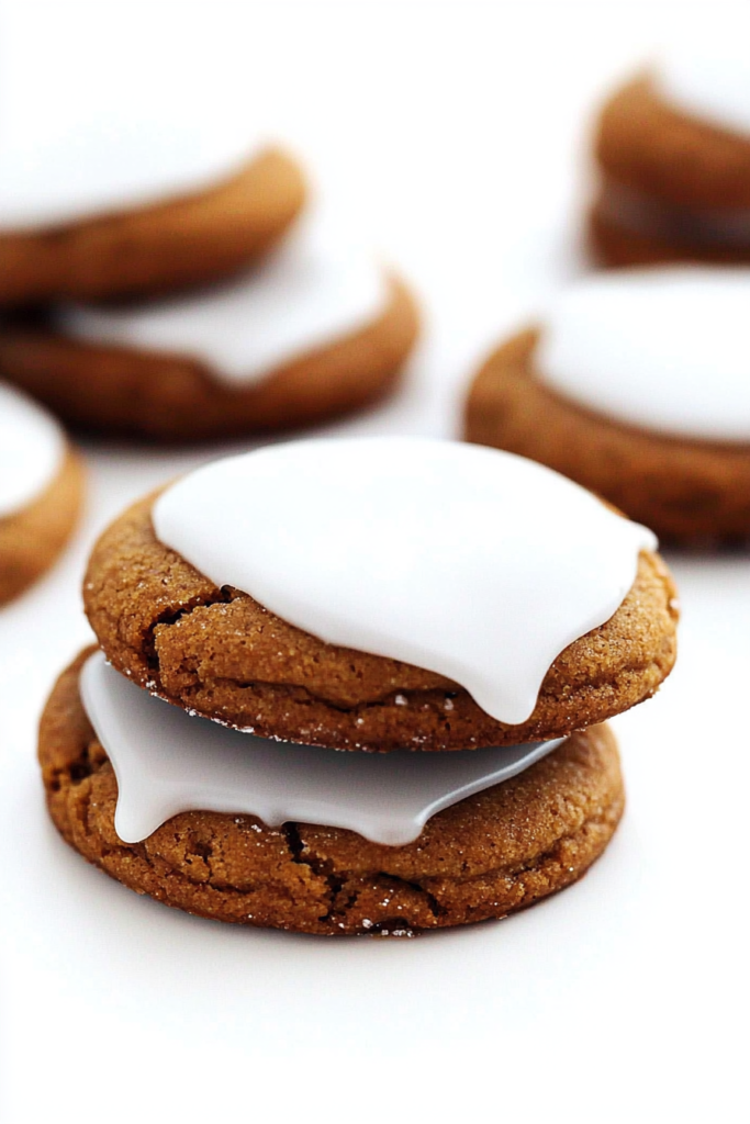 Freshly baked spiced treats with a bright glaze finish and subtle cracks on top.