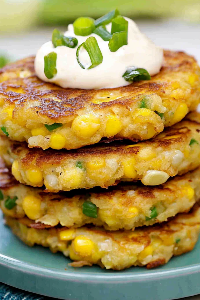 Final plated fritters with golden crust, fresh toppings, and rustic presentation.