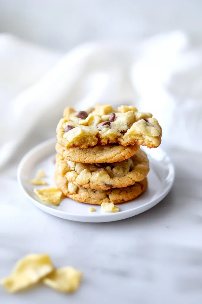 Plate of cookies with crisp edges and gooey centers, emphasizing their indulgent appeal.