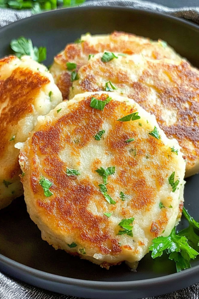 Crispy potato cakes arranged neatly, emphasizing texture and color contrast