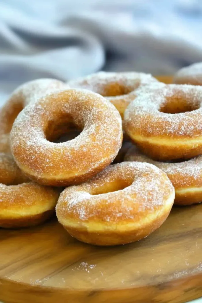 Fluffy baked doughnuts with a sweet dusting of sugar