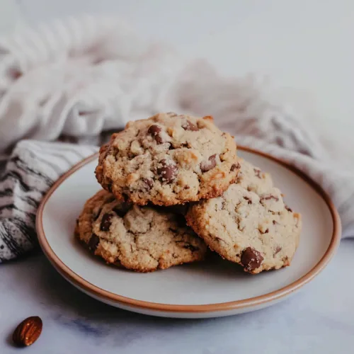 Sweet dessert cookies stacked on a plate with a soft, chewy texture.