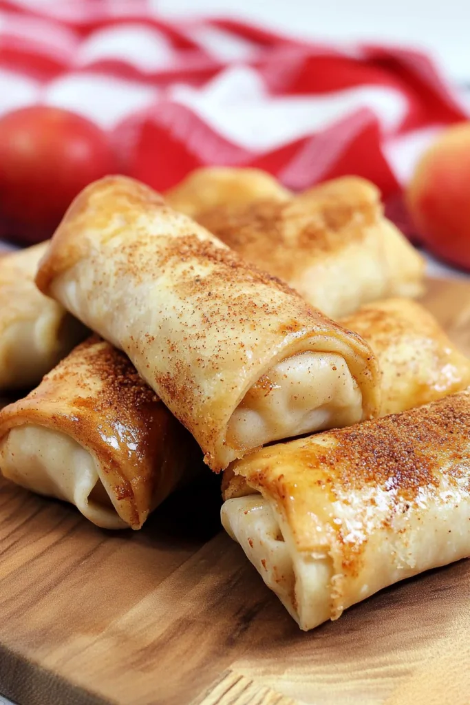 Delicious apple-filled dessert rolls with a crunchy coating and soft warm center