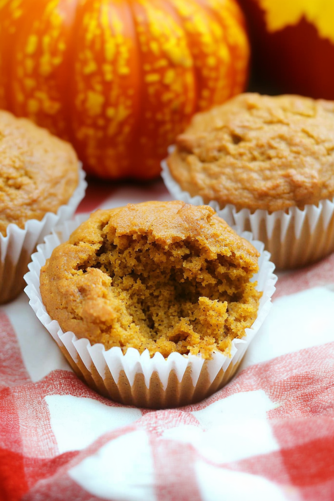Moist muffins cooling on a light fabric, styled with autumn accents for a festive touch.