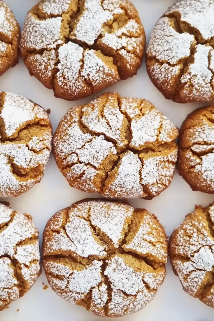 Festive holiday cookies arranged neatly, with sugar coating catching the light.