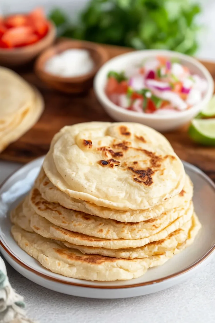 Golden homemade sopes with lightly crisp edges, ready to serve with salsa, lime, and fresh vegetables.