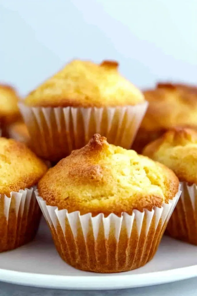 Close-up of moist cornbread muffins showing fluffy texture and warm color.