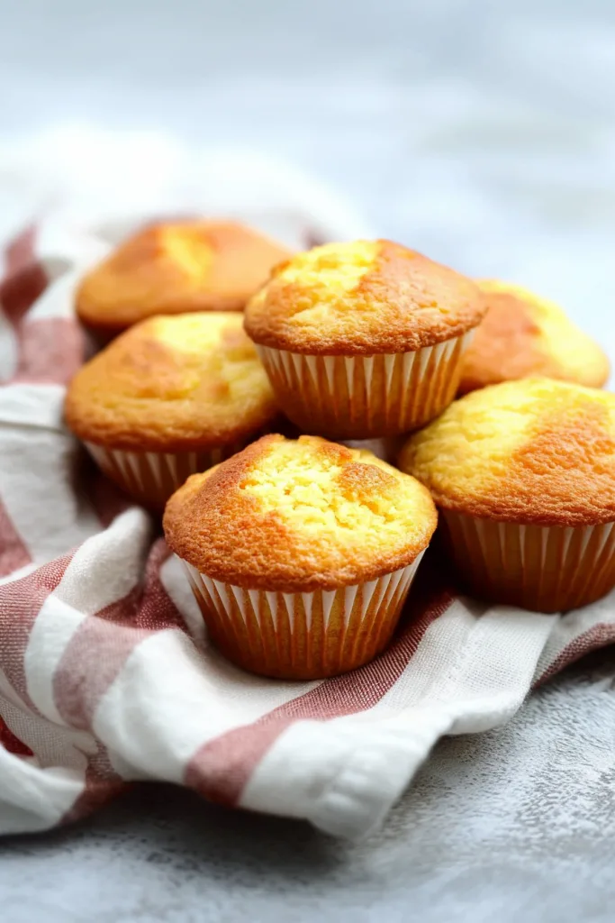 Final presentation of rustic muffins, soft inside with lightly crisp exterior.