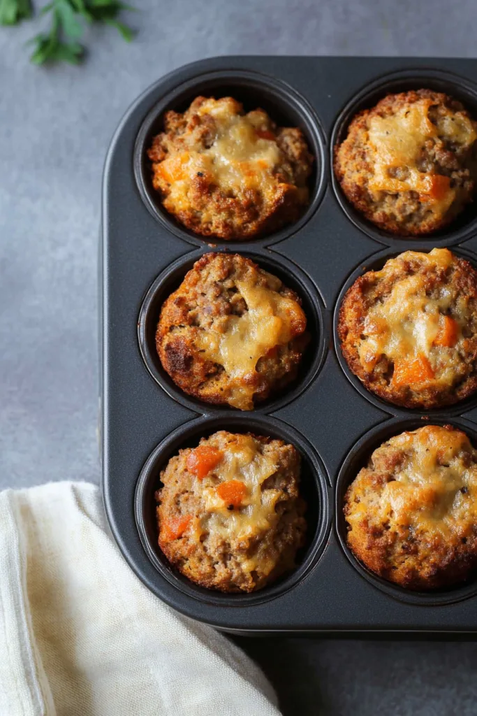 Hearty baked beef cups with diced vegetables and crispy edges