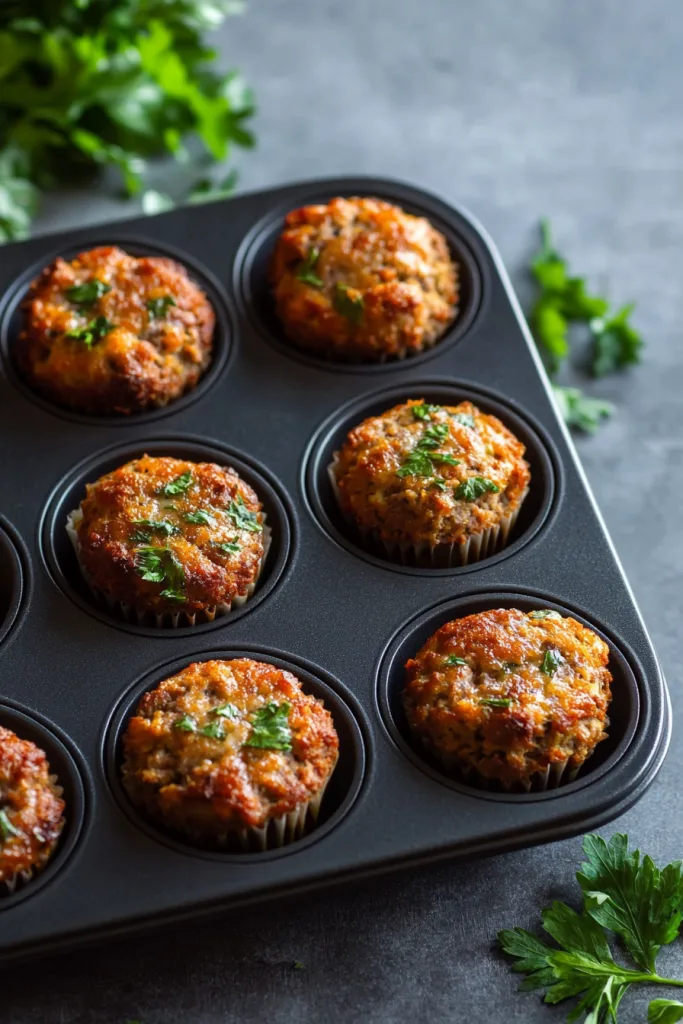 Homemade comfort food muffins fresh from the oven with golden melted cheese