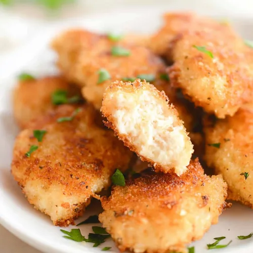 Hearty fried chicken pieces highlighting their crunchy surface and warm color.