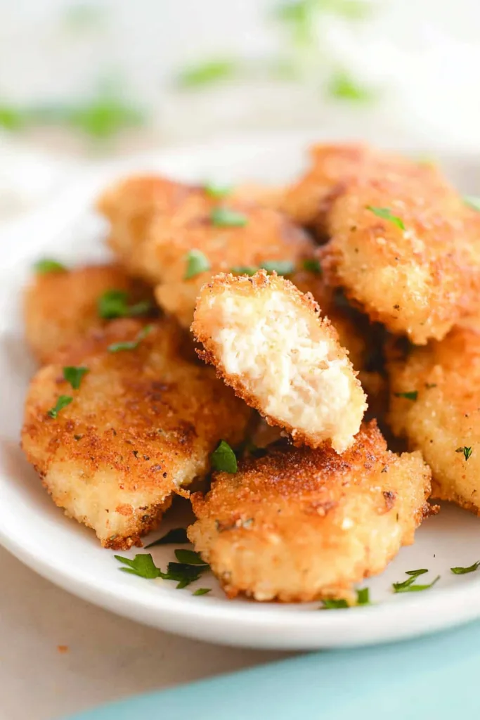 Hearty fried chicken pieces highlighting their crunchy surface and warm color.