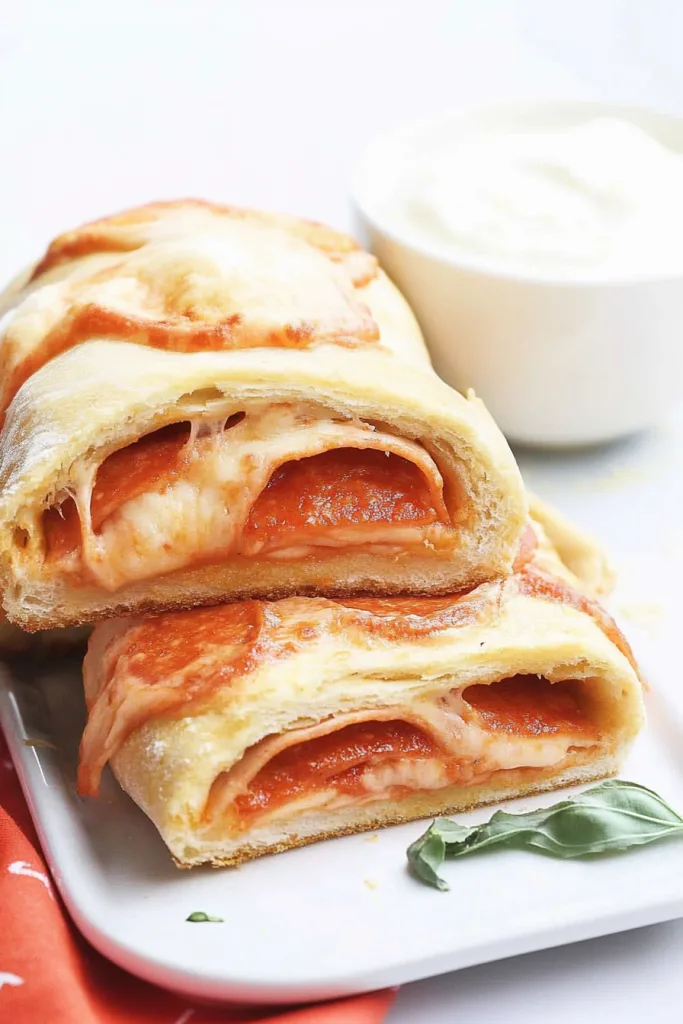 Homemade pepperoni pizza rolls with gooey mozzarella and crispy crust