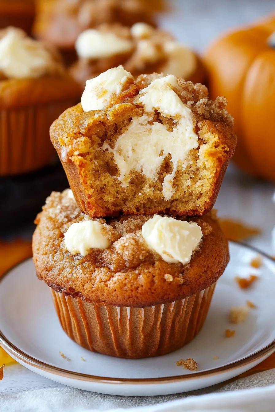 Stack of spiced muffins in white liners with textured topping.