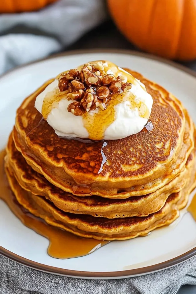 Rustic serving of spiced pancakes with crisp edges and cozy fall presentation.