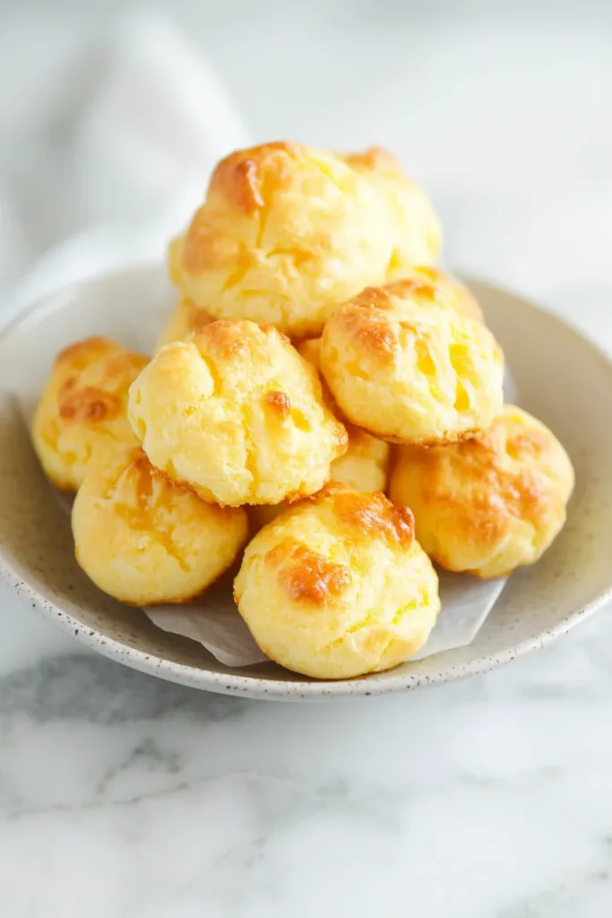 Round pastries with a glossy finish, presented simply against a neutral background.