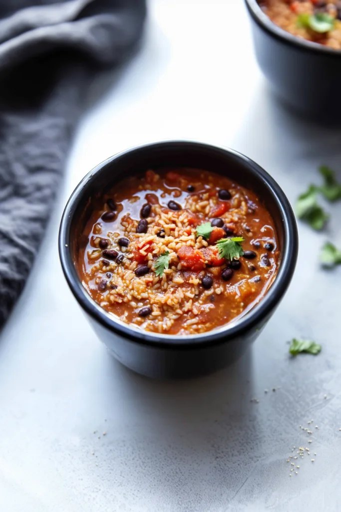 Final plated slow cooker chicken burrito bowl showcasing colorful ingredients and textures.