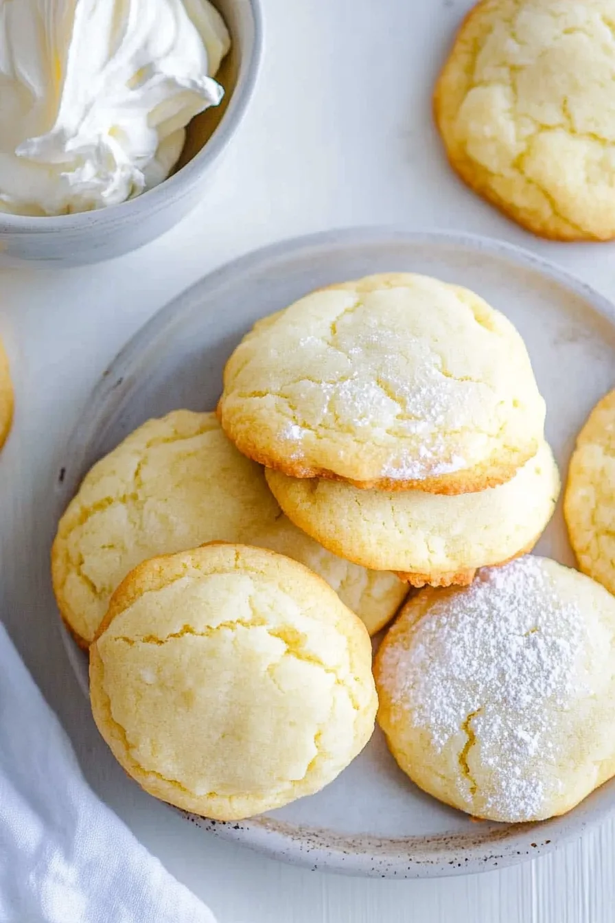 Freshly baked cookies with a fluffy texture arranged on a simple dessert plate.
