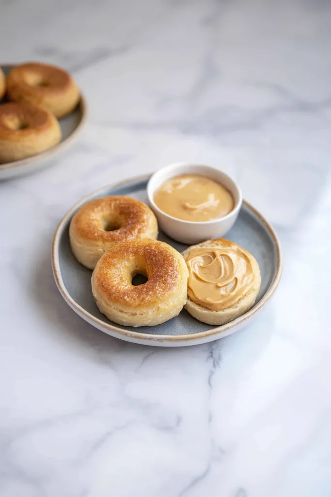 Soft, pillowy rolls on a marble surface with a bowl of honey butter for dipping.