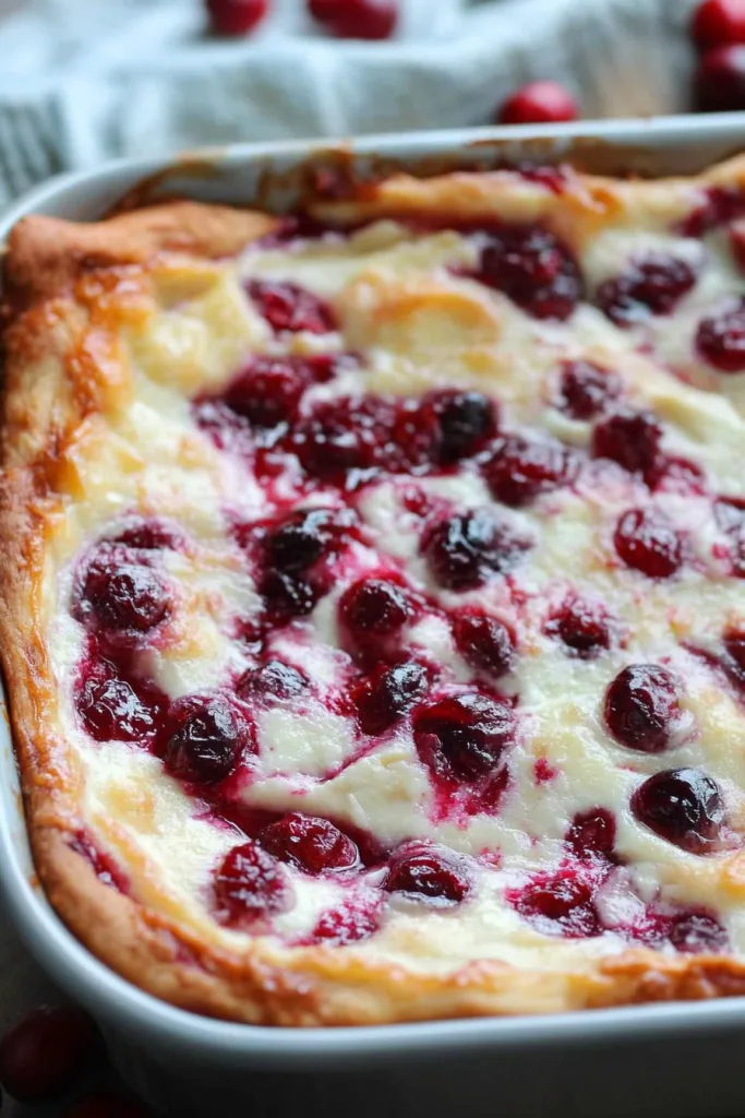 Rich, creamy appetizer finished with a cranberry swirl.