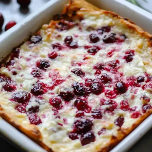 Golden cream cheese base layered with tart cranberries.