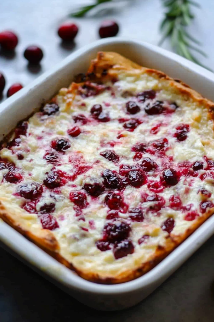 Golden cream cheese base layered with tart cranberries.