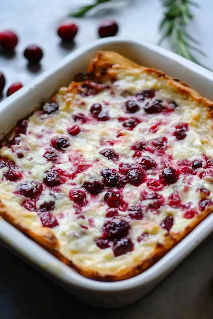 Golden cream cheese base layered with tart cranberries.