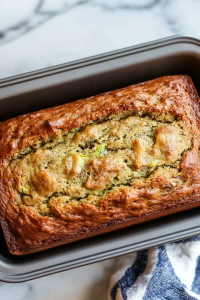 Banana zucchini bread showing a soft, wholesome interior and rustic golden crust