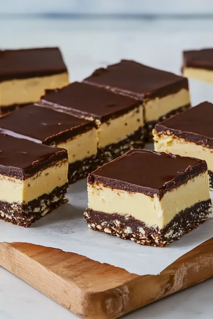 Rows of rectangular bars on parchment paper, emphasizing the sharp edges and layered textures.