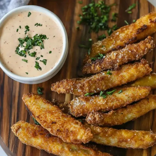 Creamy sauce with a glossy finish, highlighting the contrast against crunchy fried food.