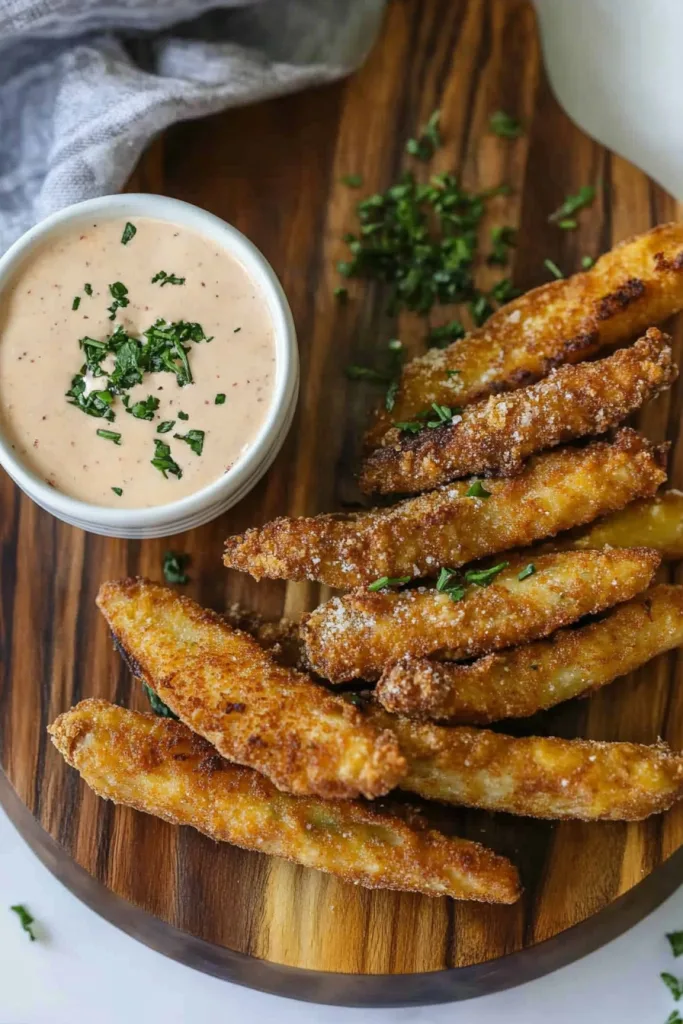 Creamy sauce with a glossy finish, highlighting the contrast against crunchy fried food.