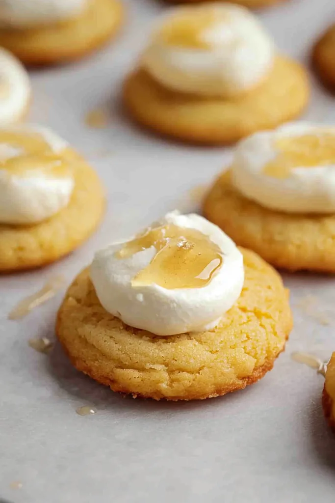 Goldenโbrown cookies with a glossy topping, highlighting their rich texture and sweetness.