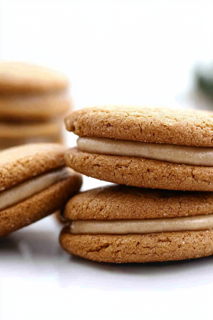 Ginger Cookie Sandwich showing textured surface and light cream layer.