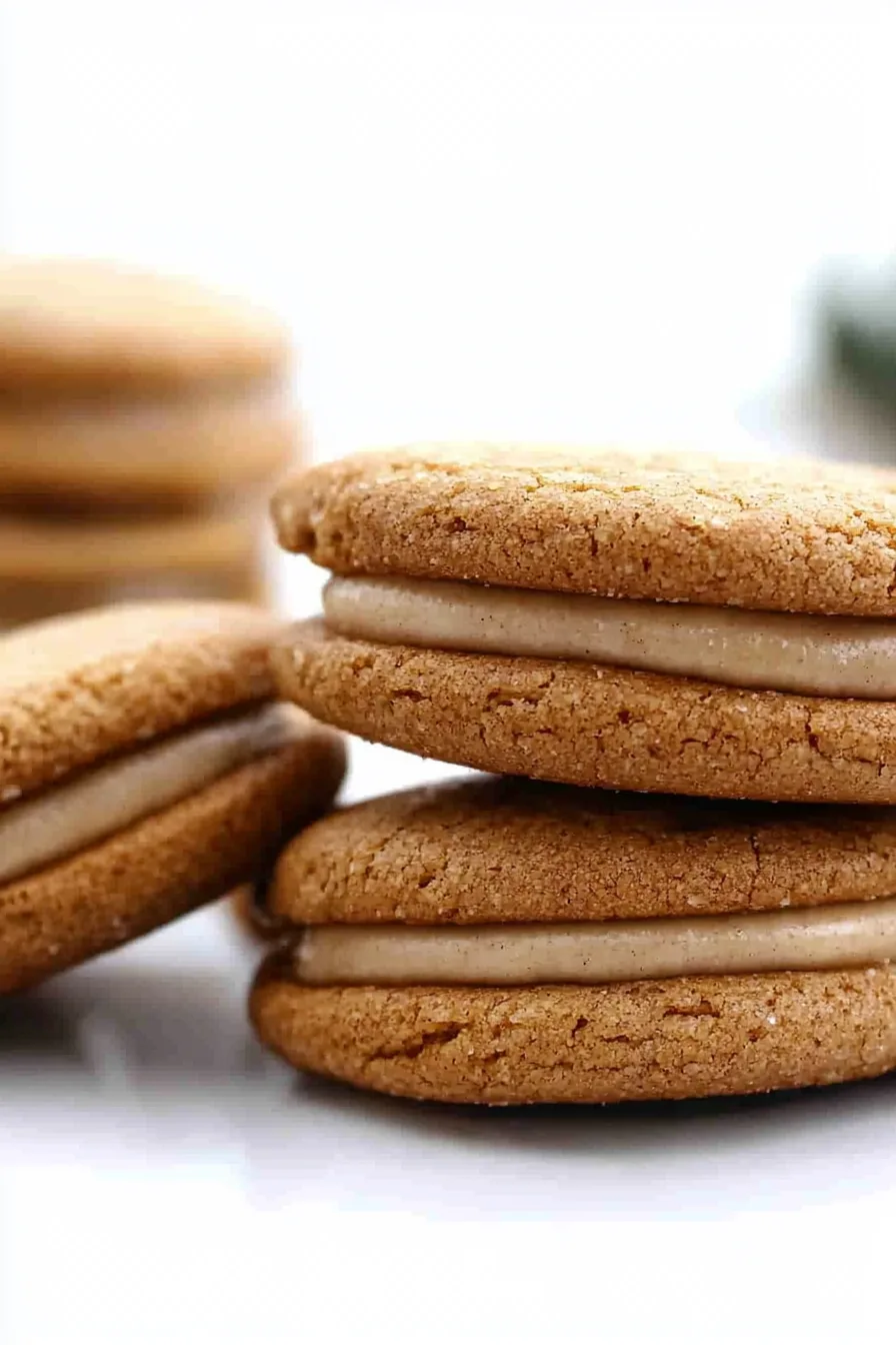 Ginger Cookie Sandwich showing textured surface and light cream layer.